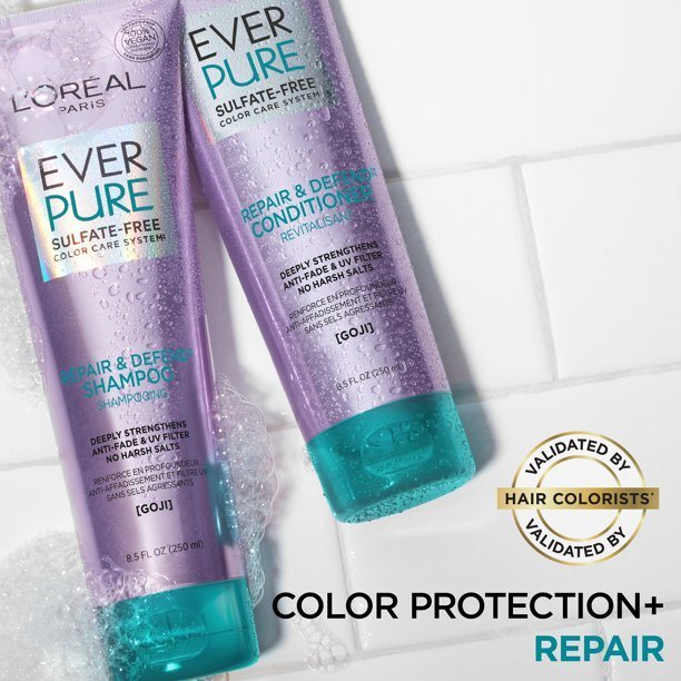 L'Oreal Paris EverPure Repair & Defend Sulfate Free Shampoo, Damaged Hair, 8.5 fl oz