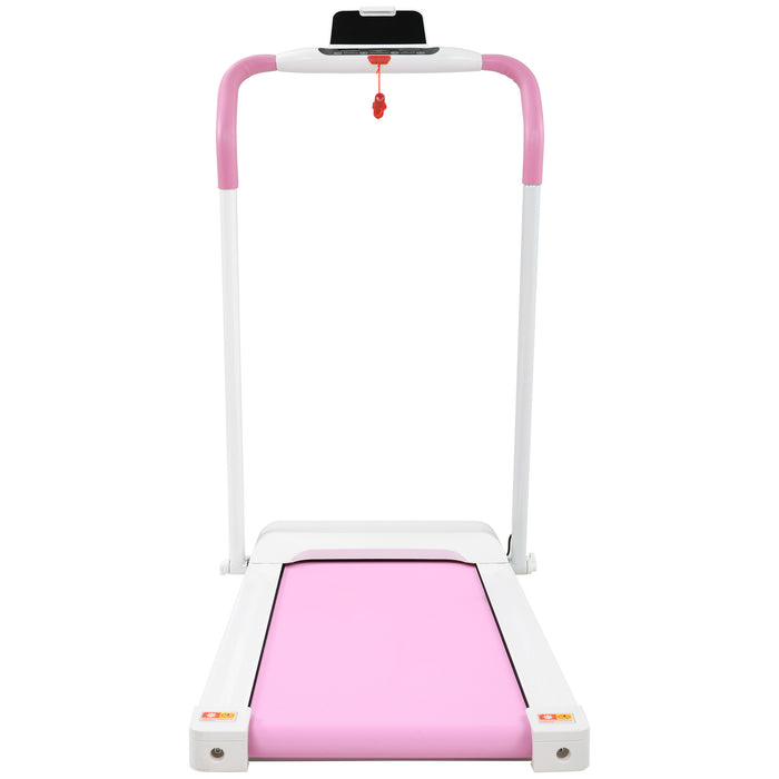 Treadmill Folding Treadmill for Home Portable Electric Motorized Treadmill Running Exercise Machine Compact Treadmill for Home Gym Fitness Workout Walking; No Installation Required; White&Pink