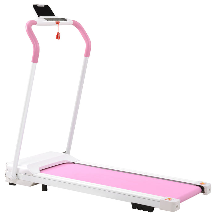 Treadmill Folding Treadmill for Home Portable Electric Motorized Treadmill Running Exercise Machine Compact Treadmill for Home Gym Fitness Workout Walking; No Installation Required; White&Pink