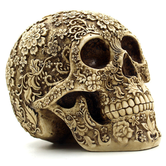 Halloween Flower Skull And Crossbones Resin Ornament Prank Prop