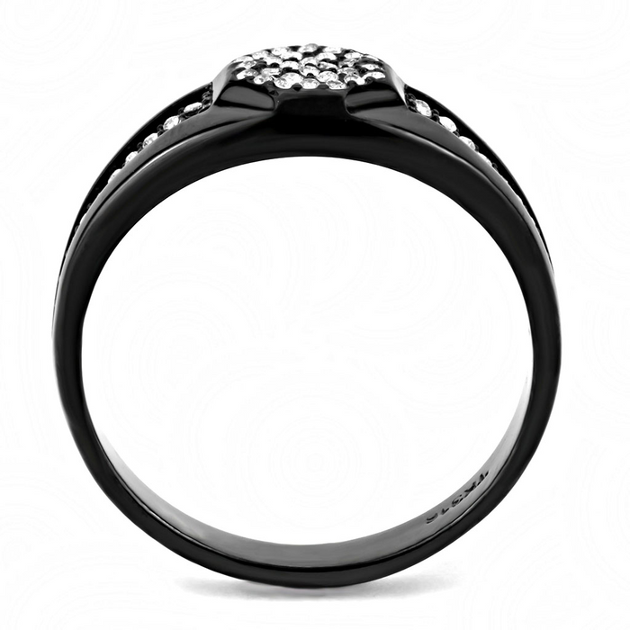 DA282 - IP Black(Ion Plating) Stainless Steel Ring with AAA Grade CZ  in Clear