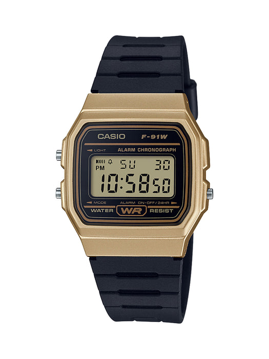 Casio Men's 'Classic' Quartz Metal and Resin Casual Watch, Color:Black (Model: F-91WM-9ACF)