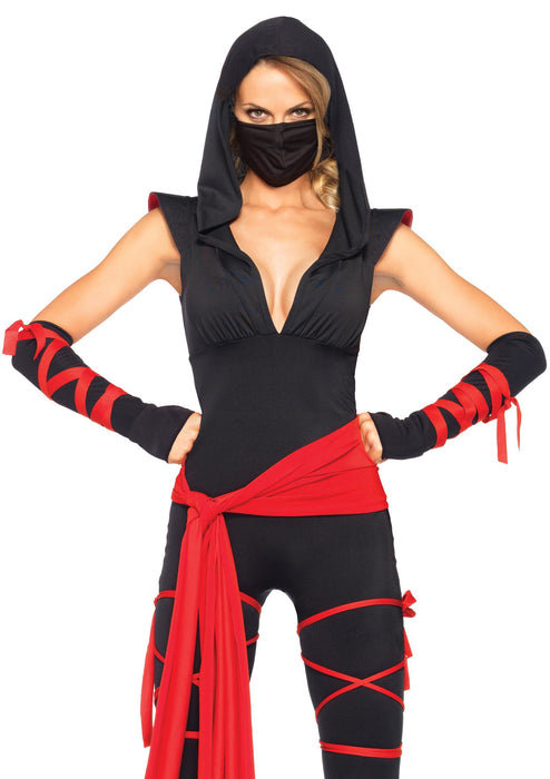 Leg Avenue Women's Deadly Ninja Costume Black and Red Medium