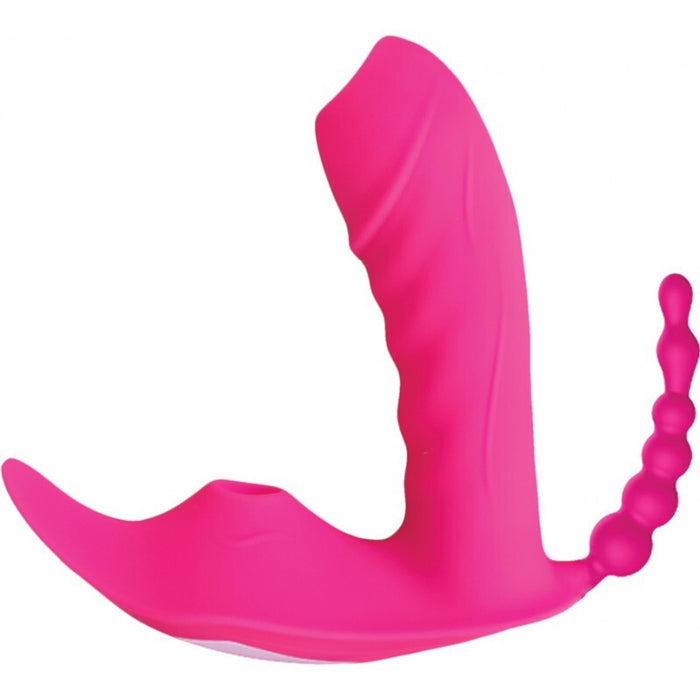 Sweet sex body candy silicone toy w/ tongue & beads magenta