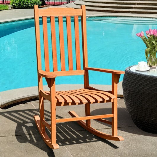 Outdoor Rocking Chair Single Rocker for Patio Deck  - Color: Natural