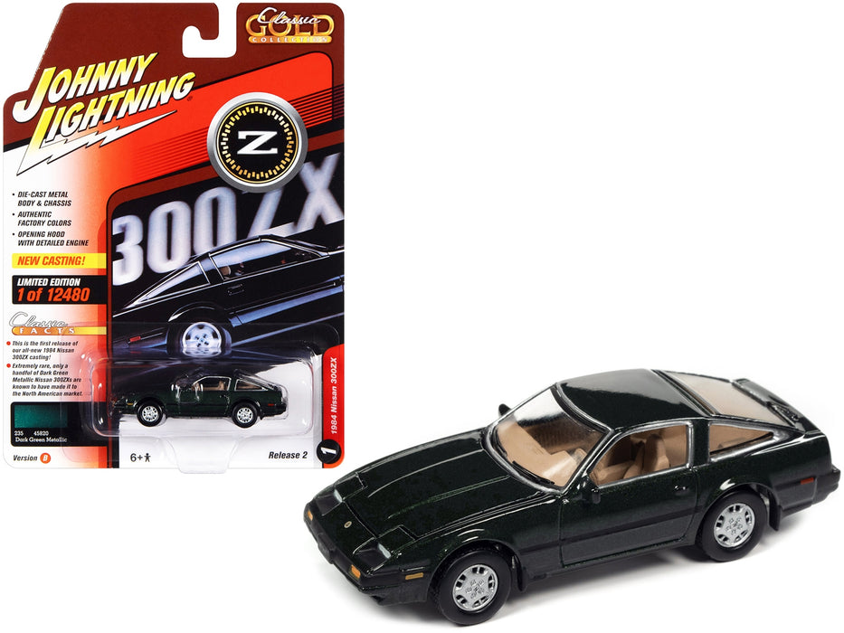 1984 Nissan 300ZX Dark Green with Black Stripes "Classic Gold Collection" Series Limited Edition to 12480 pieces Worldwide 1/64 Diecast Model Car by Johnny Lightning