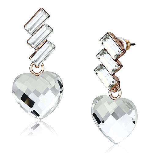 LO2756 - Iron Earrings Rose Gold Women Top Grade Crystal Clear
