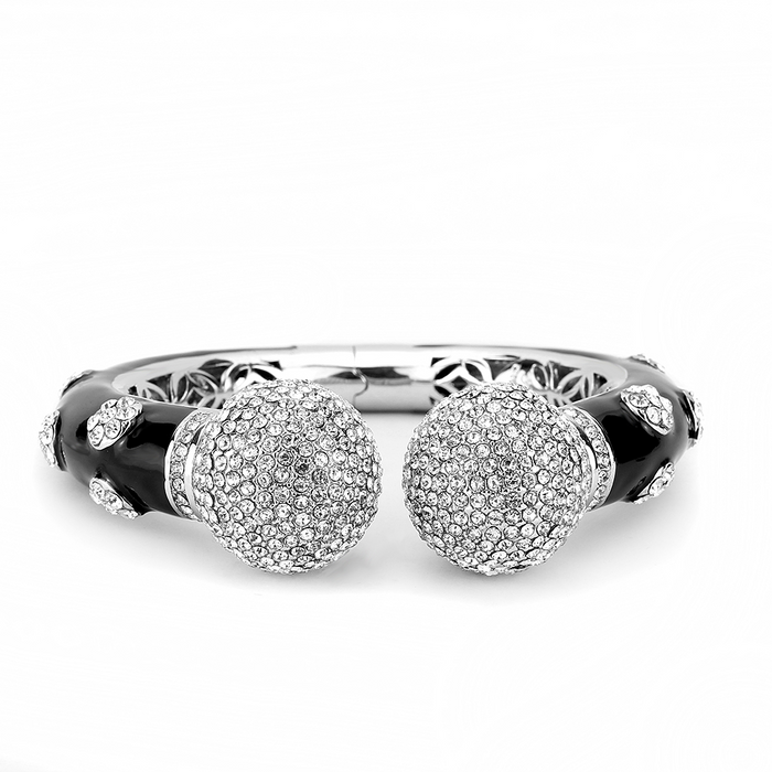 LO4282 - Brass Bangle Rhodium Women Top Grade Crystal Clear