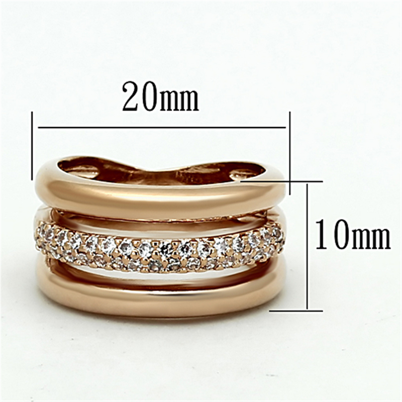 LOA900 - Brass Ring Rose Gold Women AAA Grade CZ Clear