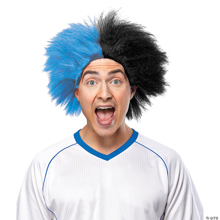 Blue and black sports wig