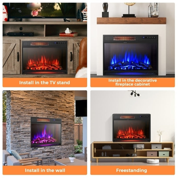 25 inch 3 Flame Colors Recessed Electric Heater