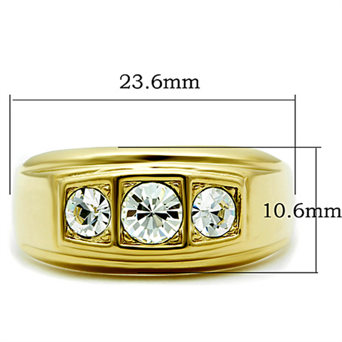 TK119G - IP Gold(Ion Plating) Stainless Steel Ring with Top Grade Crystal  in Clear