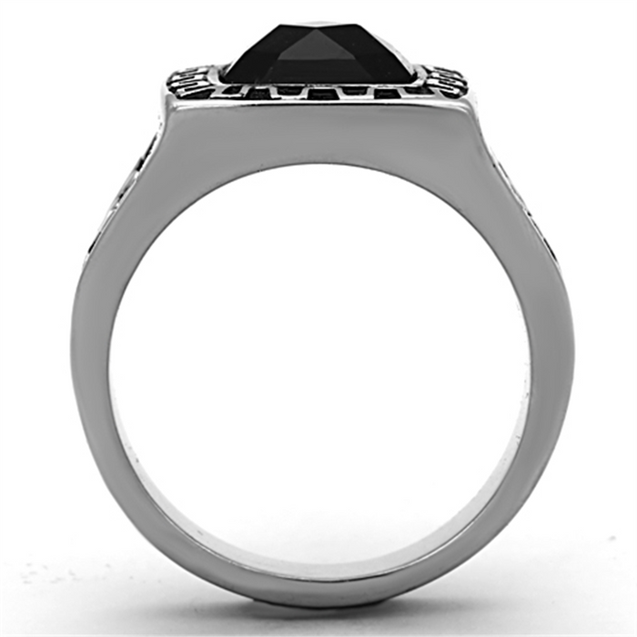 TK1356 - Stainless Steel Ring High polished (no plating) Men Synthetic Jet