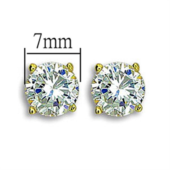 TK1504 - IP Gold(Ion Plating) Stainless Steel Earrings with AAA Grade CZ  in Clear