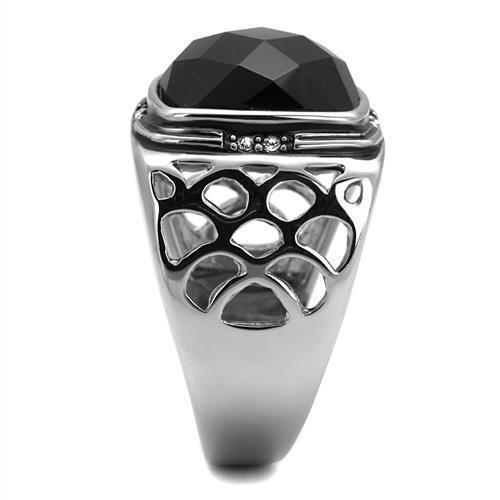 TK2514 - Stainless Steel Ring High polished (no plating) Men Synthetic Jet