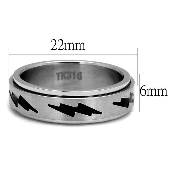 TK2926 - Stainless Steel Ring High polished (no plating) Men Epoxy Jet