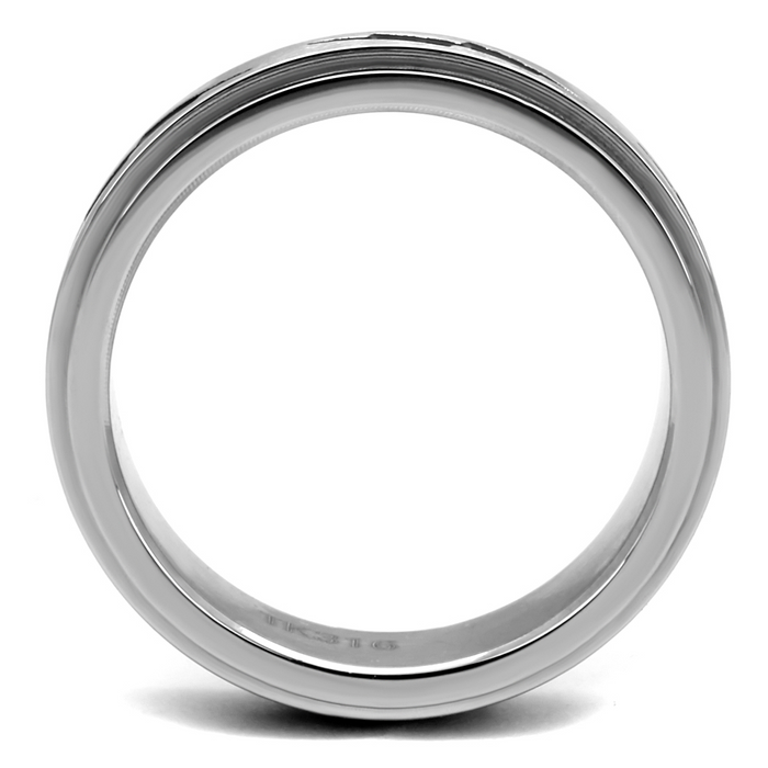 TK2926 - Stainless Steel Ring High polished (no plating) Men Epoxy Jet