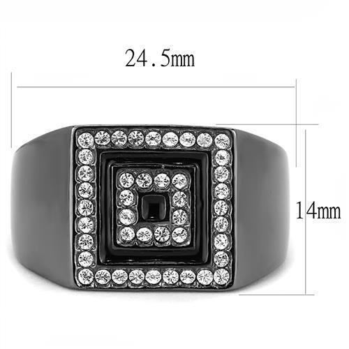 TK3220 - IP Light Black  (IP Gun) Stainless Steel Ring with Top Grade Crystal  in Clear