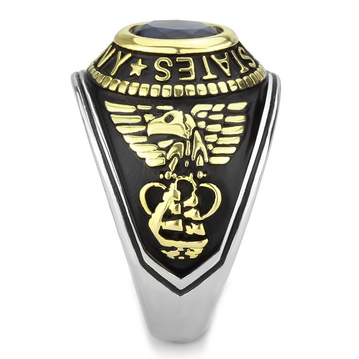 TK3726 - Two-Tone IP Gold (Ion Plating) Stainless Steel Ring with Synthetic Synthetic Glass in Montana