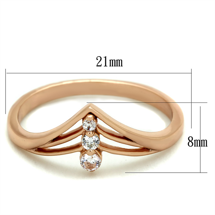 TS283 - Rose Gold 925 Sterling Silver Ring with AAA Grade CZ  in Clear