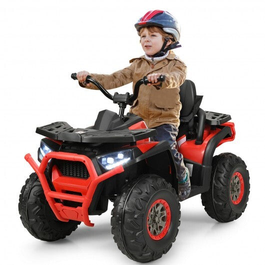 12 V Kids Electric 4-Wheeler ATV Quad with MP3 and LED Lights-Red - Color: Red
