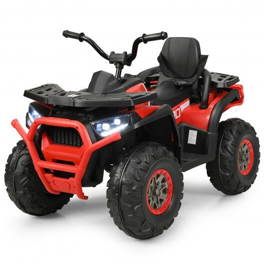12 V Kids Electric 4-Wheeler ATV Quad with MP3 and LED Lights-Red - Color: Red